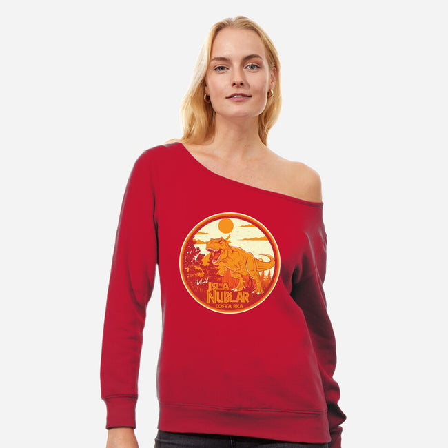 Visit Isla Nublar Costa Rica-Womens-Off Shoulder-Sweatshirt-CarloJ1956
