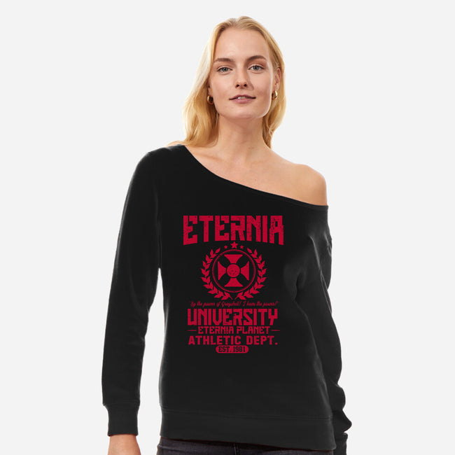 Eternia University-Womens-Off Shoulder-Sweatshirt-CarloJ1956