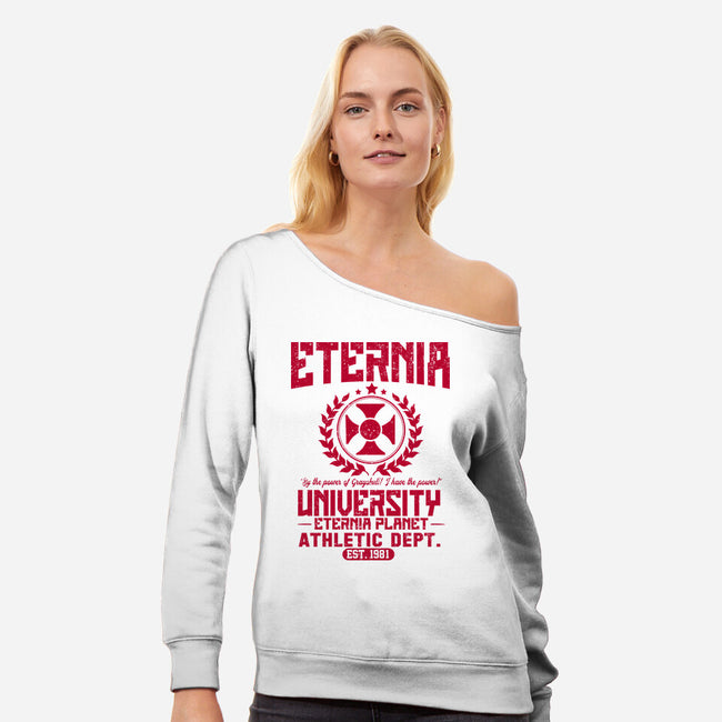 Eternia University-Womens-Off Shoulder-Sweatshirt-CarloJ1956