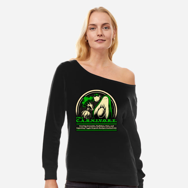 Ironic Vegan Food-Womens-Off Shoulder-Sweatshirt-Studio Mootant