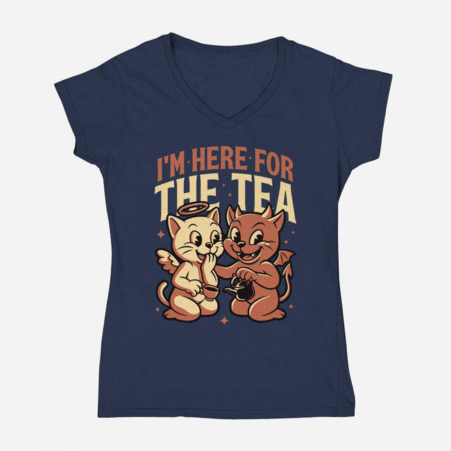 Gossip Tea Cats-Womens-V-Neck-Tee-Studio Mootant