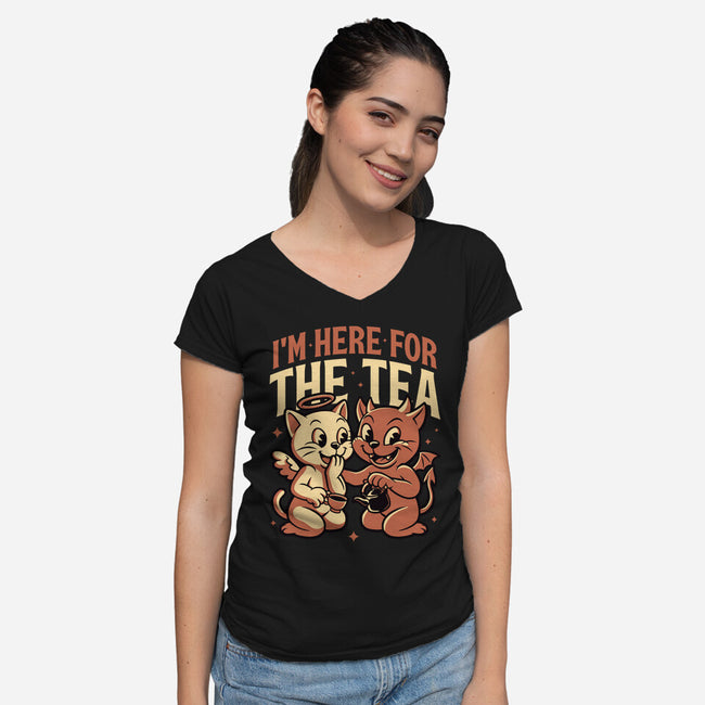 Gossip Tea Cats-Womens-V-Neck-Tee-Studio Mootant