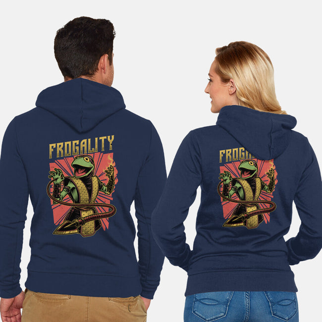 Frog Puppet Fighter-Unisex-Zip-Up-Sweatshirt-Studio Mootant