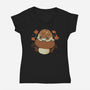 Cute Rain Frog In Autumn-Womens-V-Neck-Tee-xMorfina