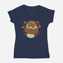 Cute Rain Frog In Autumn-Womens-V-Neck-Tee-xMorfina