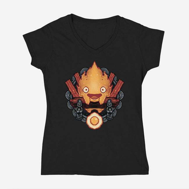 Flame Of Breakfast-Womens-V-Neck-Tee-glitchygorilla