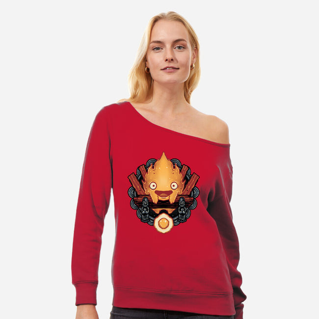 Flame Of Breakfast-Womens-Off Shoulder-Sweatshirt-glitchygorilla