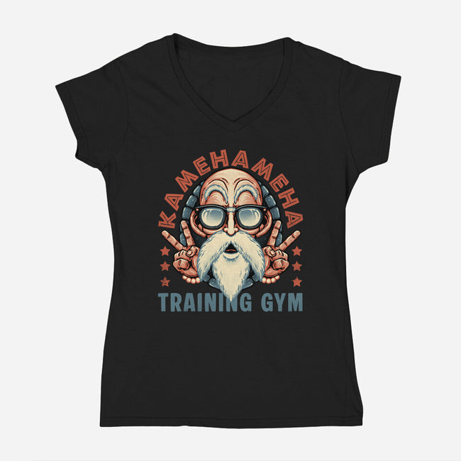 Kame Training Gym-Womens-V-Neck-Tee-glitchygorilla