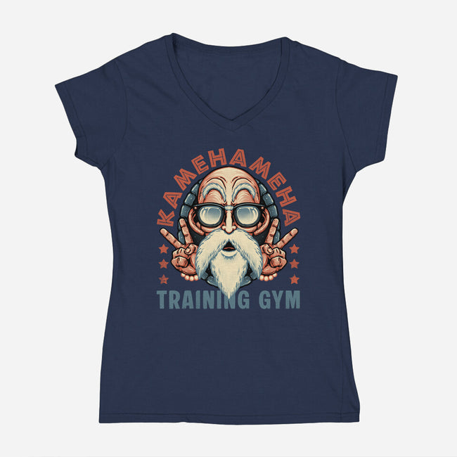 Kame Training Gym-Womens-V-Neck-Tee-glitchygorilla