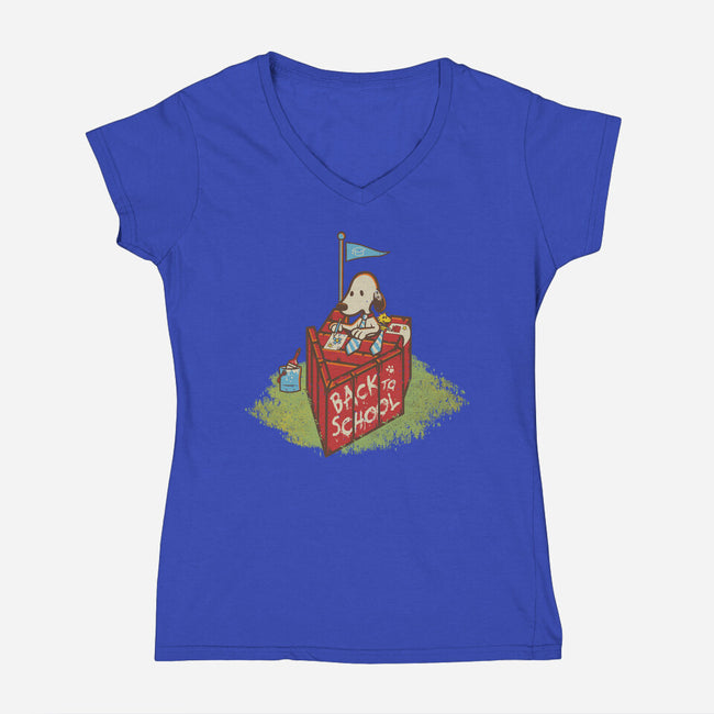 Back To School-Womens-V-Neck-Tee-rocketman_art