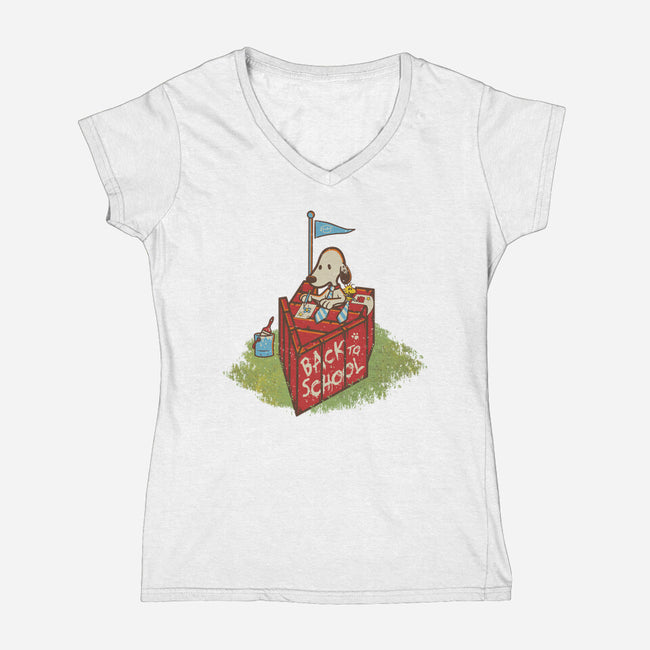 Back To School-Womens-V-Neck-Tee-rocketman_art