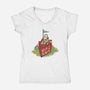 Back To School-Womens-V-Neck-Tee-rocketman_art