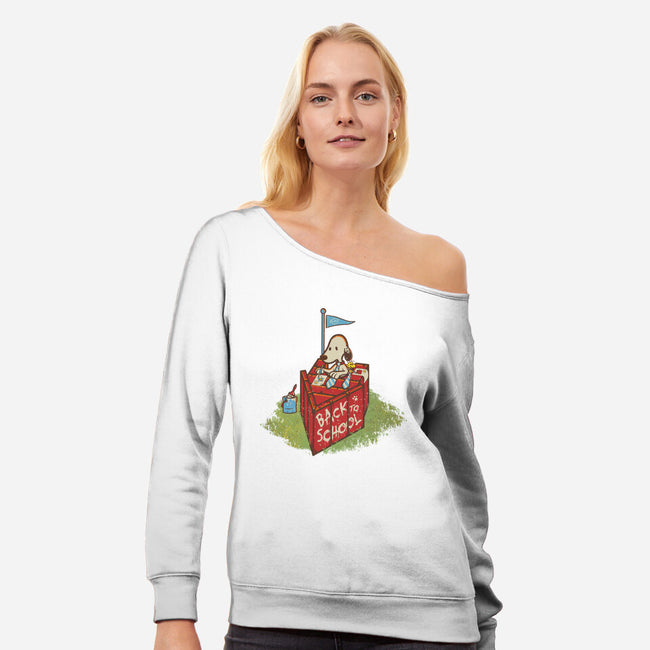 Back To School-Womens-Off Shoulder-Sweatshirt-rocketman_art