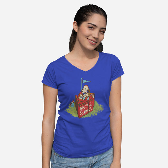 Back To School-Womens-V-Neck-Tee-rocketman_art