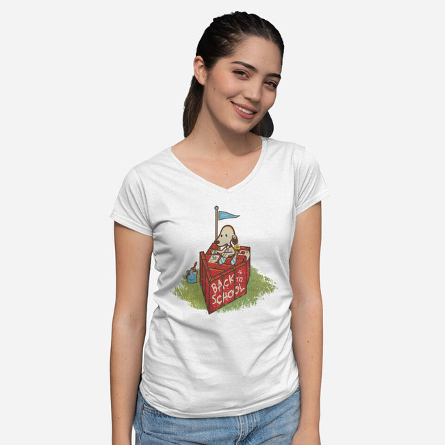 Back To School-Womens-V-Neck-Tee-rocketman_art