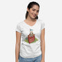Back To School-Womens-V-Neck-Tee-rocketman_art