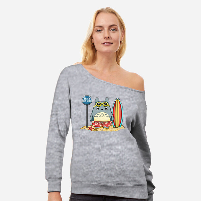 Beach Bus Stop-Womens-Off Shoulder-Sweatshirt-JamesQJO