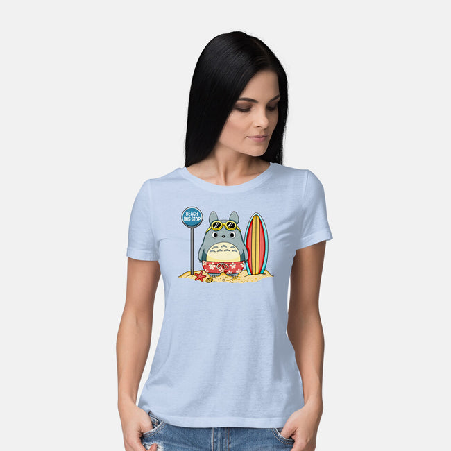 Beach Bus Stop-Womens-Basic-Tee-JamesQJO