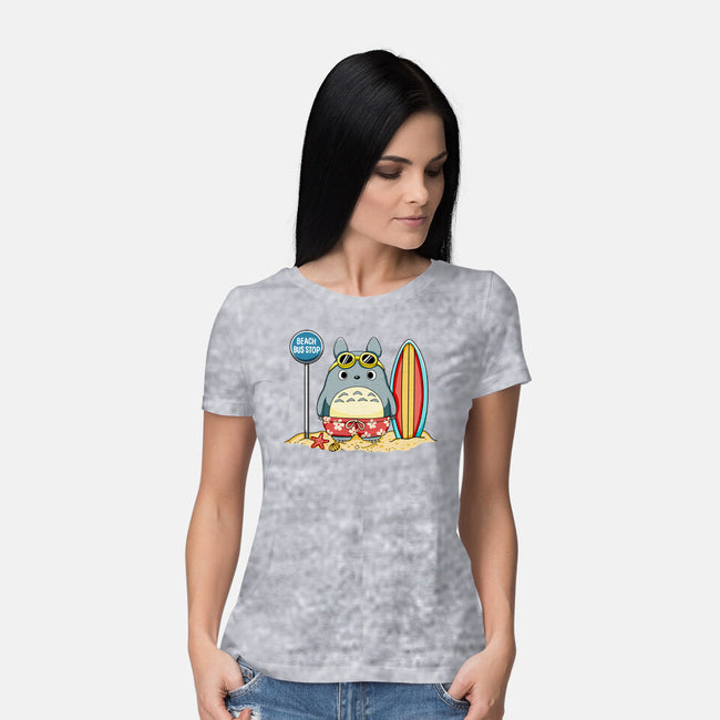 Beach Bus Stop-Womens-Basic-Tee-JamesQJO