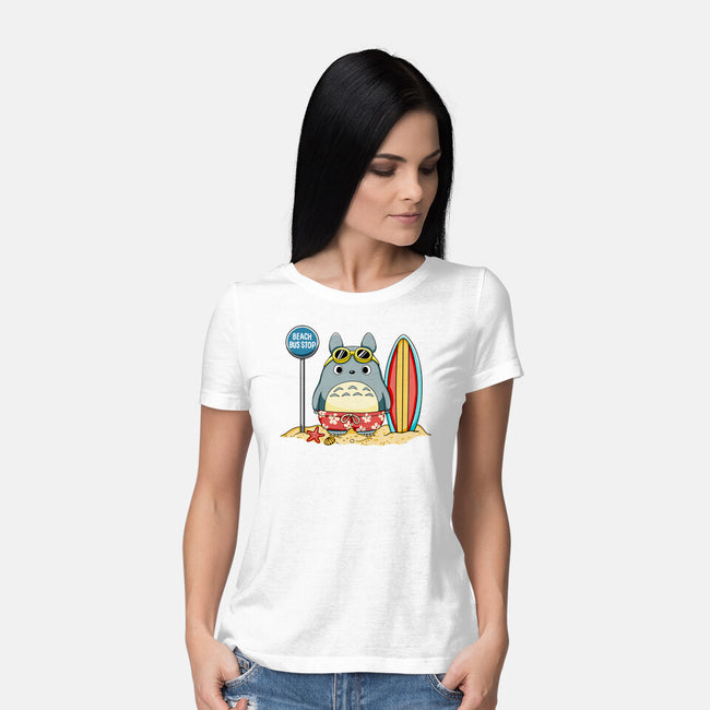 Beach Bus Stop-Womens-Basic-Tee-JamesQJO