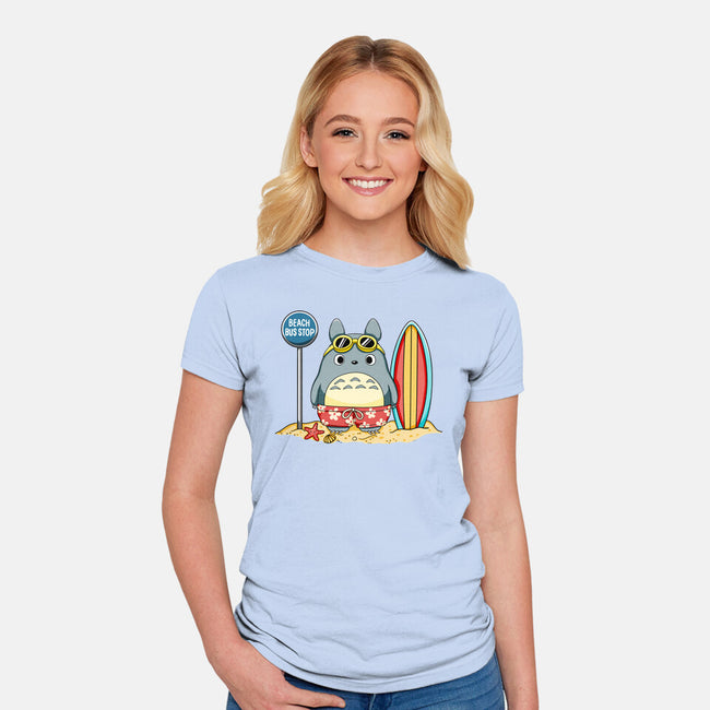 Beach Bus Stop-Womens-Fitted-Tee-JamesQJO