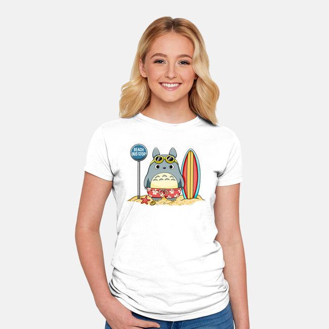 Beach Bus Stop-Womens-Fitted-Tee-JamesQJO