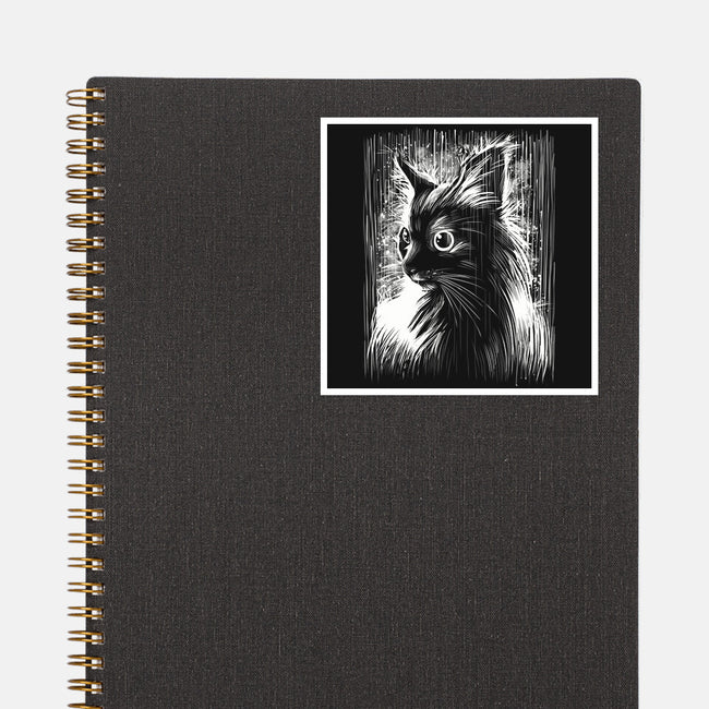 Cat Under The Rain-None-Glossy-Sticker-zascanauta