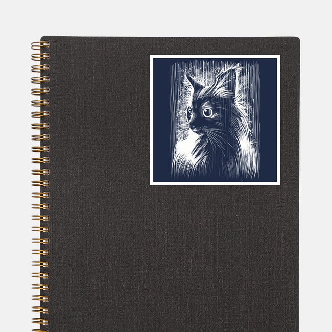 Cat Under The Rain-None-Glossy-Sticker-zascanauta