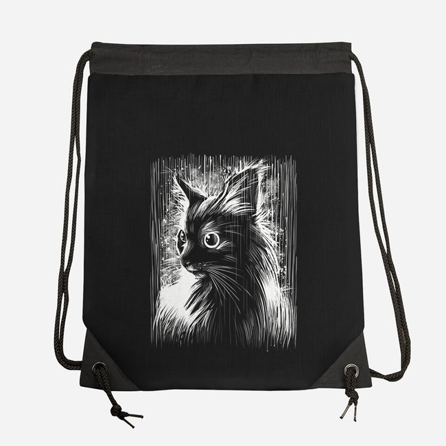 Cat Under The Rain-None-Drawstring-Bag-zascanauta