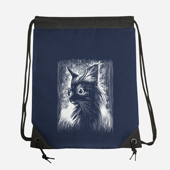 Cat Under The Rain-None-Drawstring-Bag-zascanauta