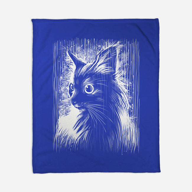 Cat Under The Rain-None-Fleece-Blanket-zascanauta