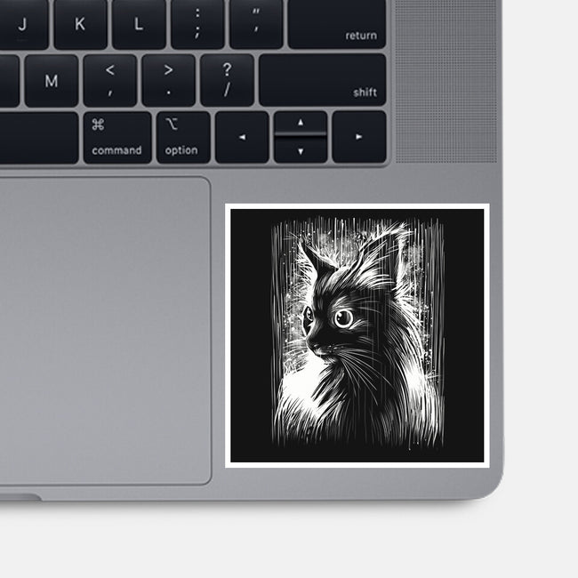 Cat Under The Rain-None-Glossy-Sticker-zascanauta
