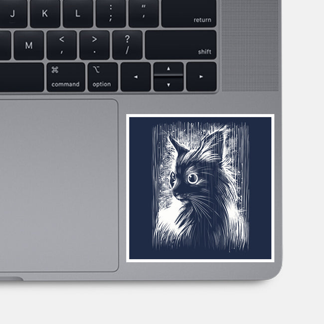 Cat Under The Rain-None-Glossy-Sticker-zascanauta