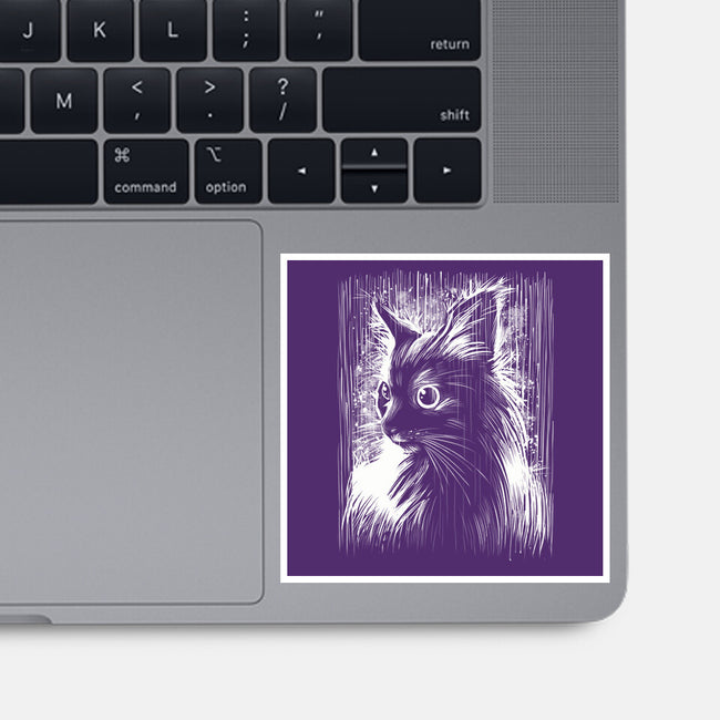 Cat Under The Rain-None-Glossy-Sticker-zascanauta
