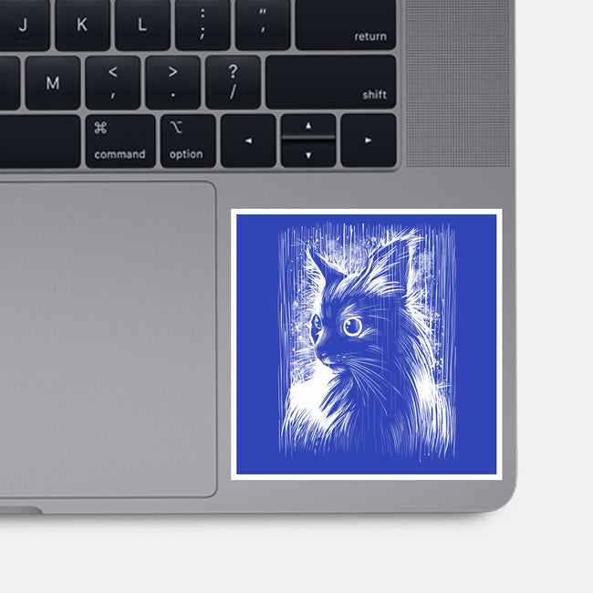Cat Under The Rain-None-Glossy-Sticker-zascanauta