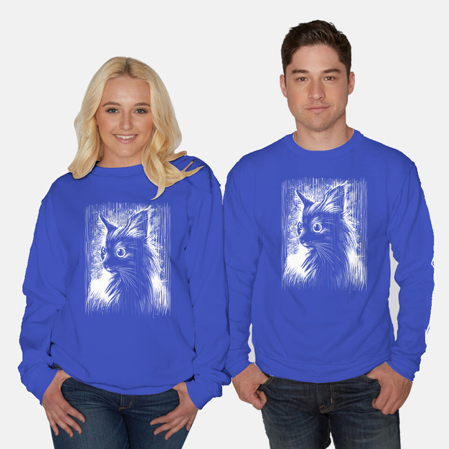 Cat Under The Rain-Unisex-Crew Neck-Sweatshirt-zascanauta