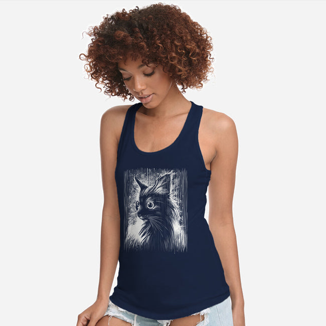 Cat Under The Rain-Womens-Racerback-Tank-zascanauta