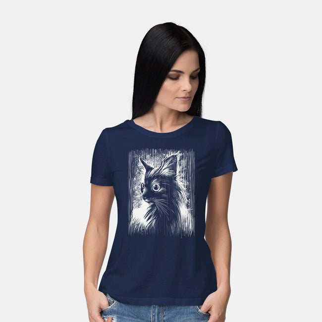 Cat Under The Rain-Womens-Basic-Tee-zascanauta