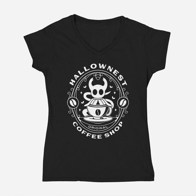Hallownest Coffee Emblem-Womens-V-Neck-Tee-LAGELANTEE