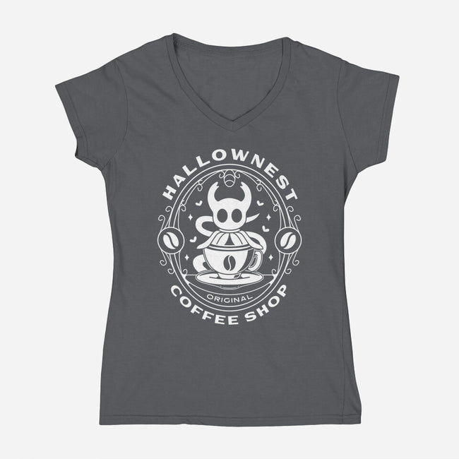 Hallownest Coffee Emblem-Womens-V-Neck-Tee-LAGELANTEE