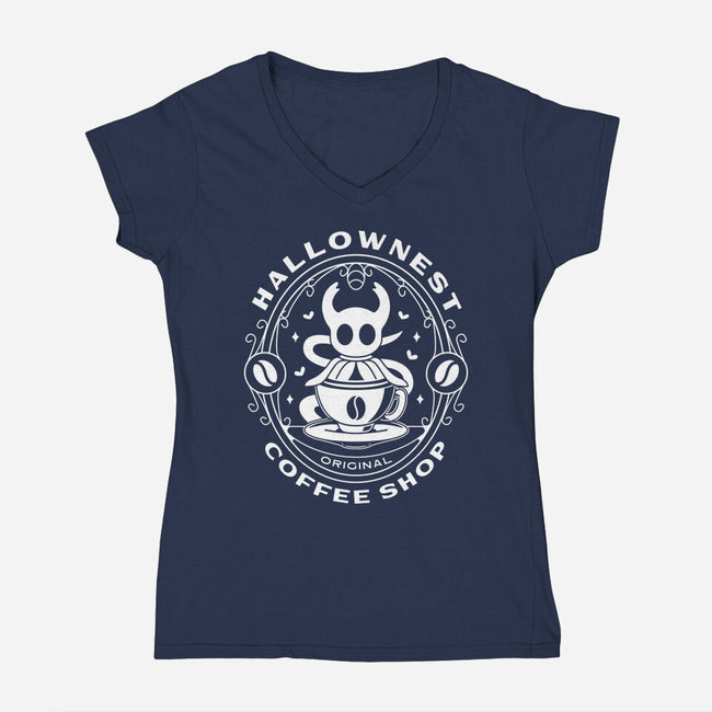 Hallownest Coffee Emblem-Womens-V-Neck-Tee-LAGELANTEE