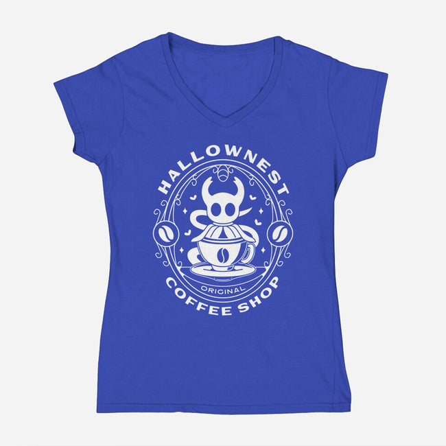 Hallownest Coffee Emblem-Womens-V-Neck-Tee-LAGELANTEE