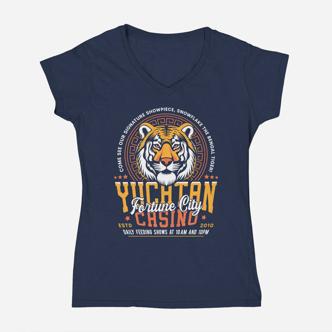 Yucatan Casino Snowflake Grunge-Womens-V-Neck-Tee-LAGELANTEE