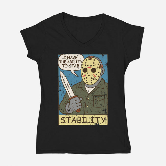 The Ability To Stab-Womens-V-Neck-Tee-Xentee