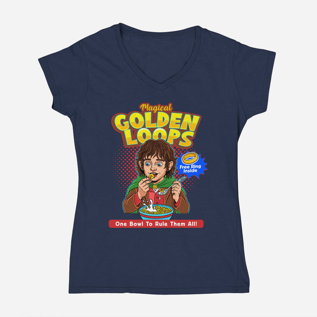 Magical Golden Loops-Womens-V-Neck-Tee-P1yu5h