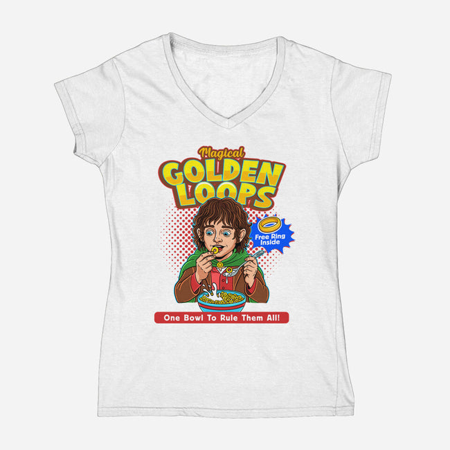 Magical Golden Loops-Womens-V-Neck-Tee-P1yu5h