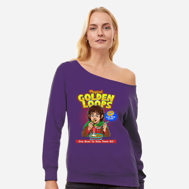 Magical Golden Loops-Womens-Off Shoulder-Sweatshirt-P1yu5h