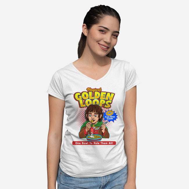 Magical Golden Loops-Womens-V-Neck-Tee-P1yu5h