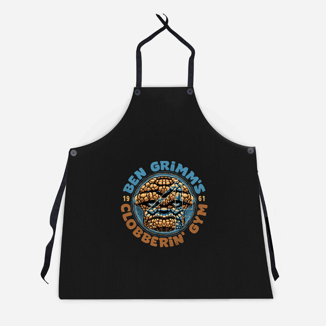 Clobberin Gym-Unisex-Kitchen-Apron-glitchygorilla
