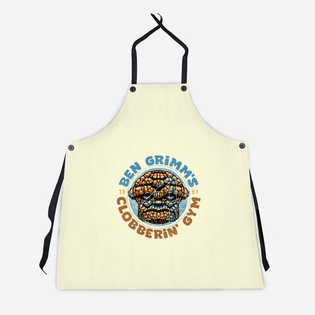 Clobberin Gym-Unisex-Kitchen-Apron-glitchygorilla